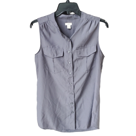 J. Crew Tops - J. Crew Sleeveless V Neck Button Up Top Size 8